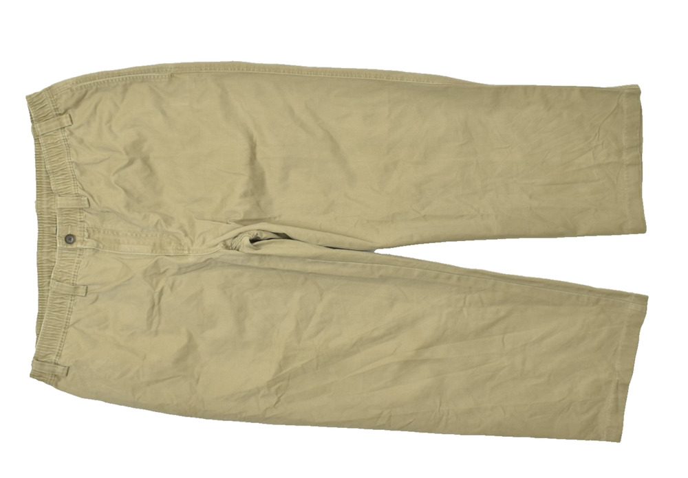 Eddie Bauer Men's Khaki Cotton Comfort Elastic Waist Pants Tall Size XLT Zip
